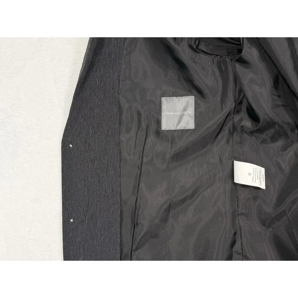 VanHusen Men's Suit Jacket Dark Gray/Black Lightweight for Summer Regular 20